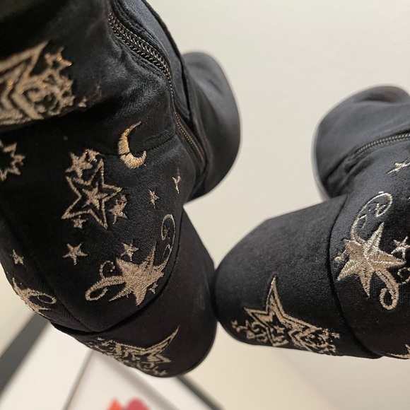 ASH Eros Black Velvet Star Over the Knee Boots - Picture 13 of 16